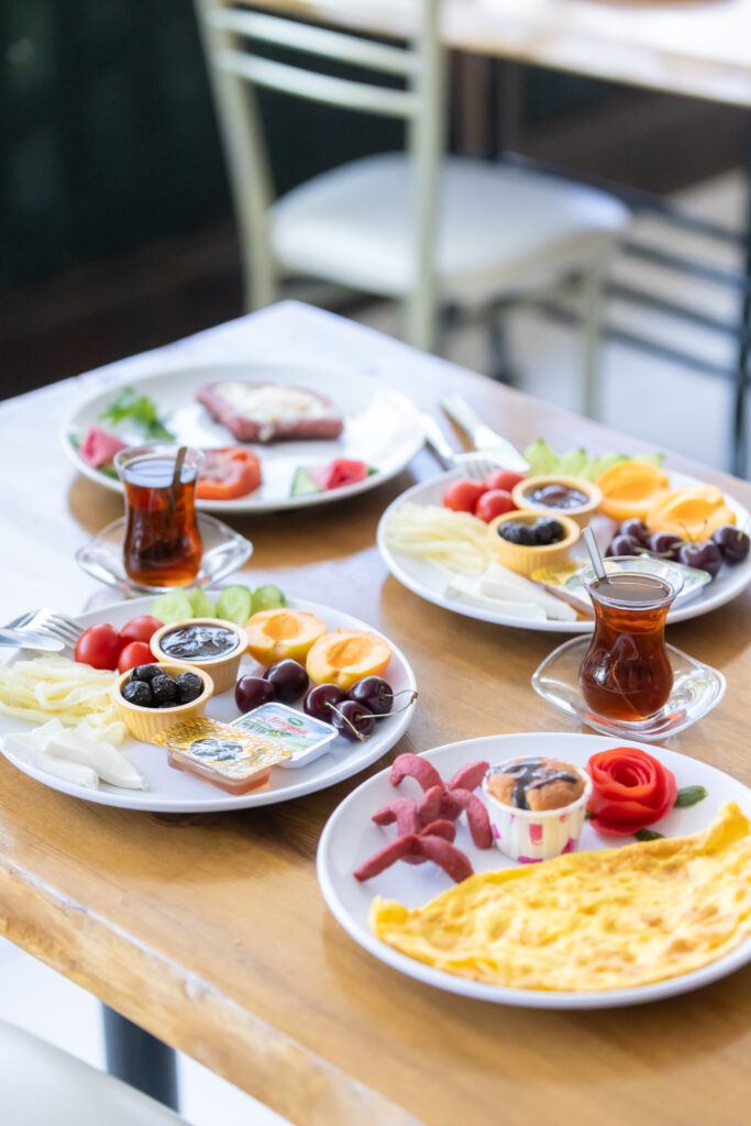 Turkish Breakfast at Selcuk Ephesus Hotel with Turkish Tea